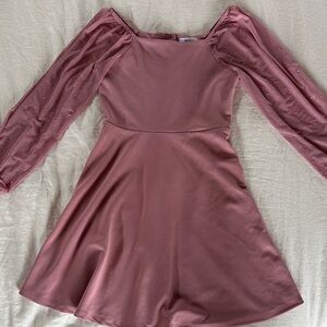 Speechless Mauve Dress with Sheer Sleeves